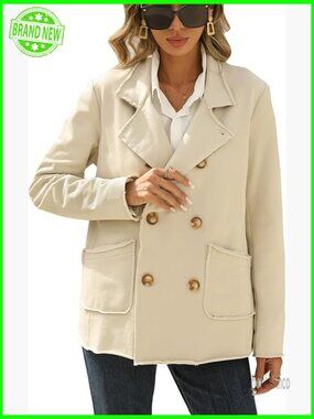 Women's Cotton Trench Coat Double Breasted Frayed Edge Jacket